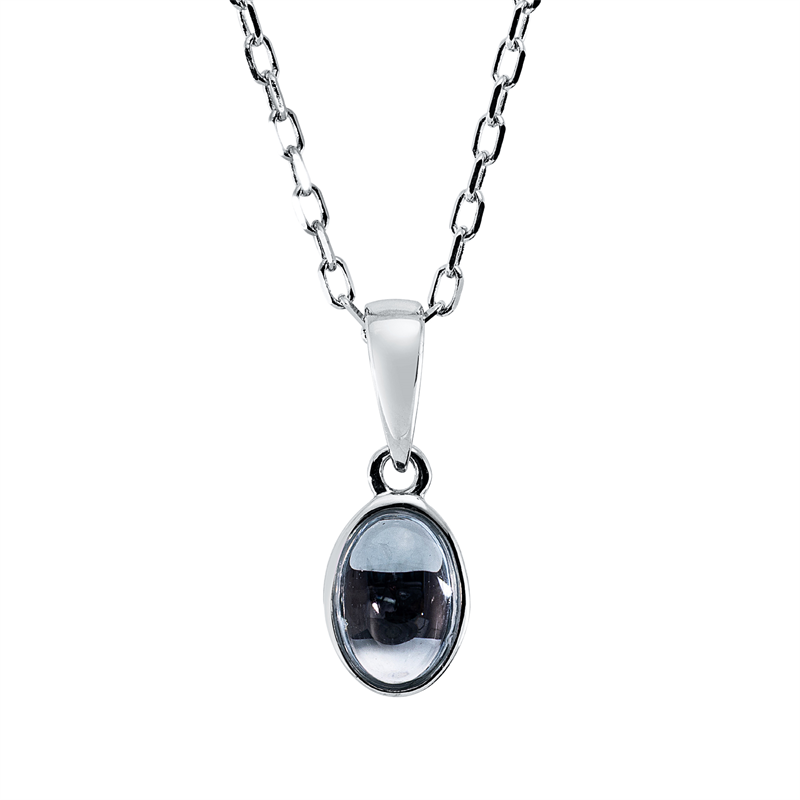 Image 90009060 - Collier Zarge 18 kt WG Oval, 1 Topas 0,57 ct sky blue, L:45,0 cm =*=*= Unterkategorie: ...