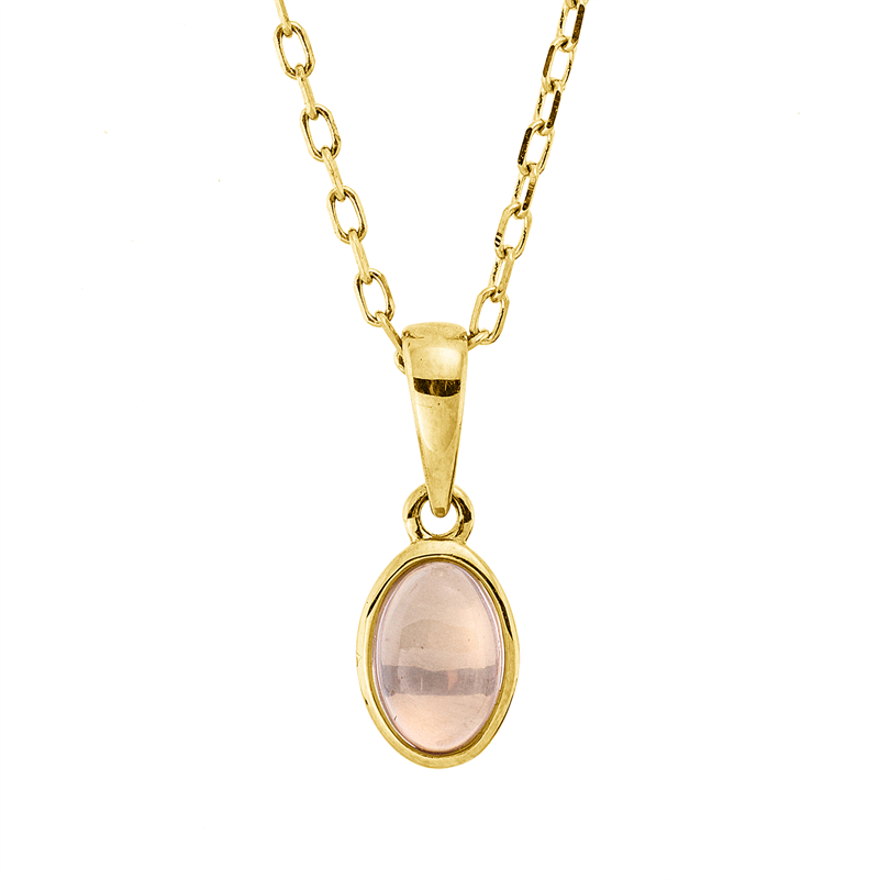 Image 90009062 - Collier Zarge 18 kt GG Oval, 1 Rosenquarz 0,45 ct =*=*= Unterkategorie: Farbstein ...