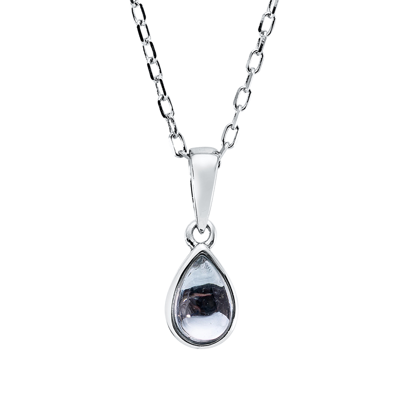 Image 90009063 - Collier Zarge 18 kt WG Tropfen, 1 Topas 0,45 ct sky blue, L:45,0 ...