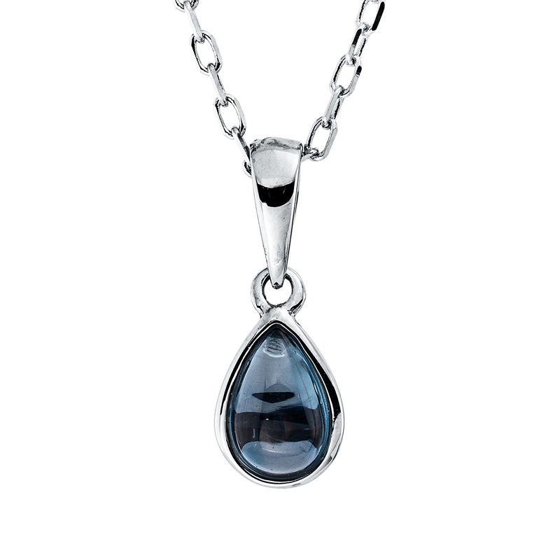 Image 90009064 - Collier Zarge 18 kt WG Tropfen, 1 Topas 0,47 ct Lond. blue, H:13,3 mm, B:5,0 mm, L:45,0 ...