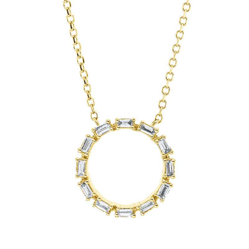 Image 90009066 - Collier 18 kt GG Kreis, mit ZÖ 40 cm, 42cm, 12 Baguette 0,11 ct, TW-si, L:45,0 ...