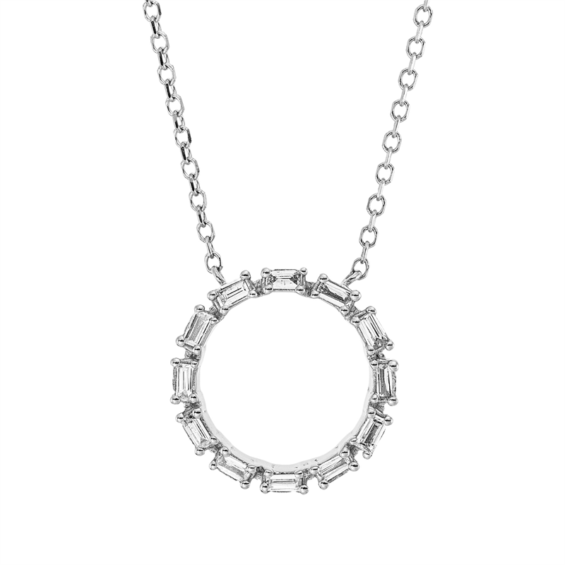 Image 90009067 - Collier 18 kt WG Kreuz, mit ZÖ 40 cm, 42cm, 12 Baguette 0,11 ct, TW-si, L:45,0 ...
