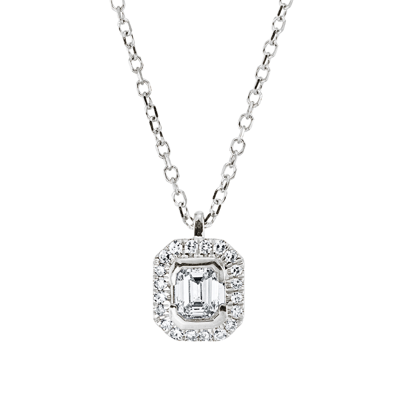Image 90009068 - Collier 18 kt WG, mit ZÖ 40 cm, 42cm, 1 Sm.schliff 0,20 ct, TW-si, 20 Diamanten 0,06 ct, ...