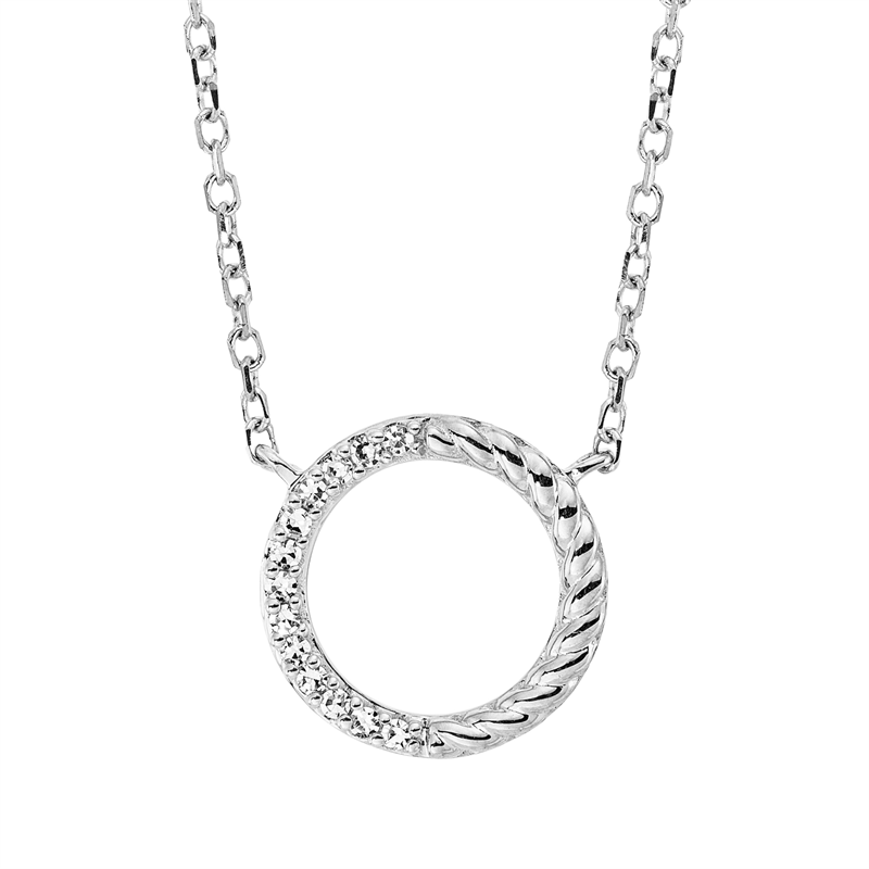 Image 90009071 - Collier 18 kt WG Kreis, mit ZÖ 40 cm, 42cm, 13 Diamanten 0,04 ct, TW-si, L:45,0 ...