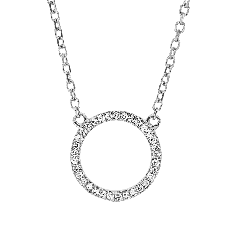Image 90009075 - Collier 18 kt WG Kreis, mit ZÖ 40 cm, 42cm, 33 Diamanten 0,05 ct, TW-si, L:45,0 ...