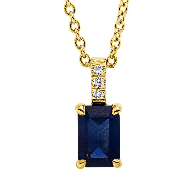Image 90008918 - Collier 4er-Krappe 18 kt GG, mit ZÖ 42 cm, 3 Brillanten 0,02 ct, TW-si, 1 Saphir 0,65 ct ...