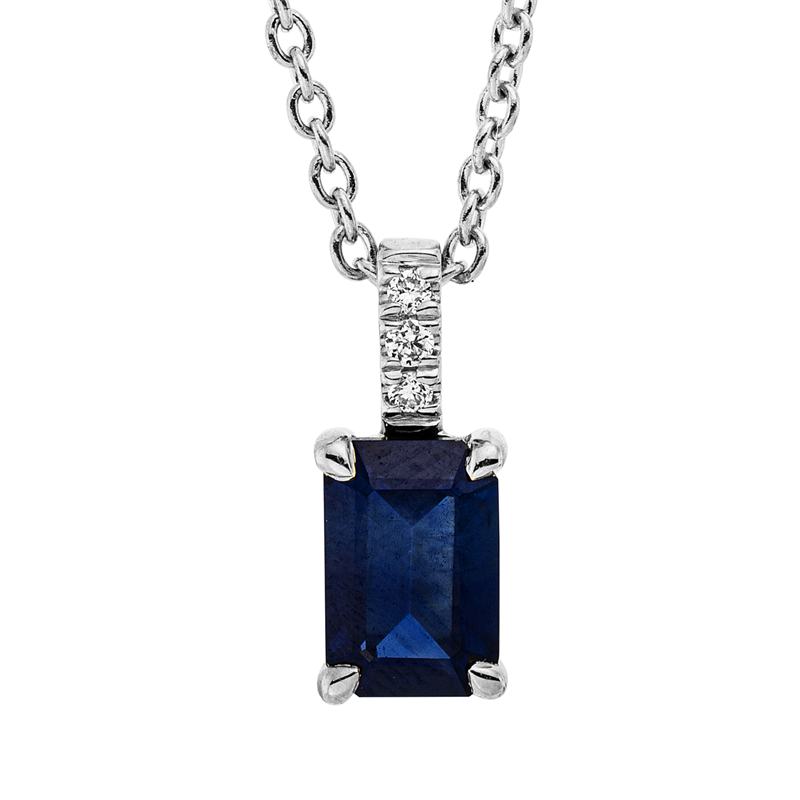 Image 90008919 - Collier 4er-Krappe 18 kt WG, mit ZÖ 42 cm, 3 Brillanten 0,01 ct, TW-si, 1 Saphir 0,67 ct ...