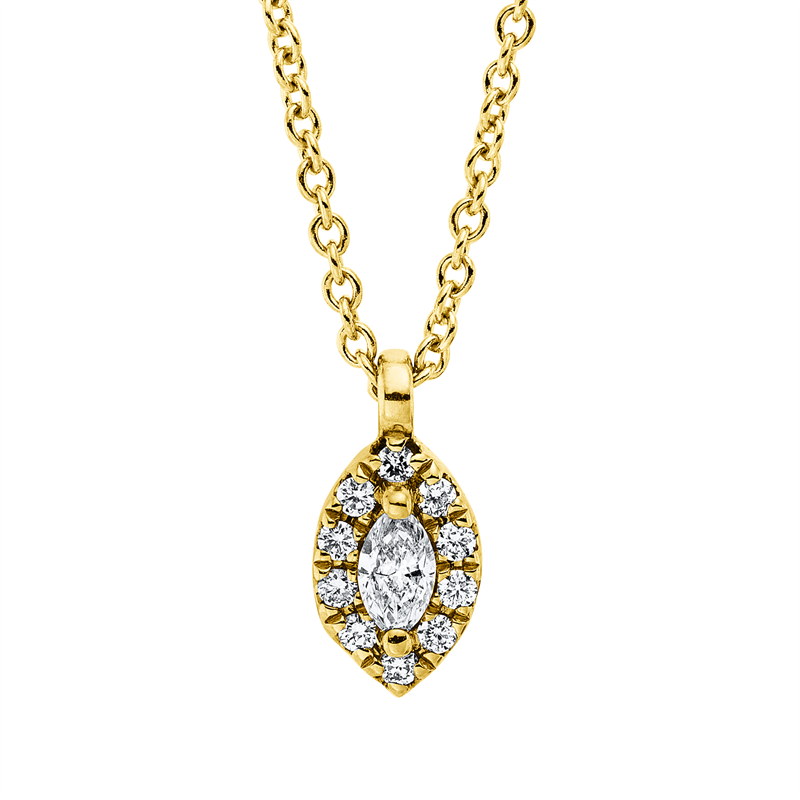 Image 90008924 - Collier 18 kt GG, mit ZÖ 42 cm, 1 Navette 0,08 ct, TW-si, 10 Brillanten 0,07 ct, TW-si, ...