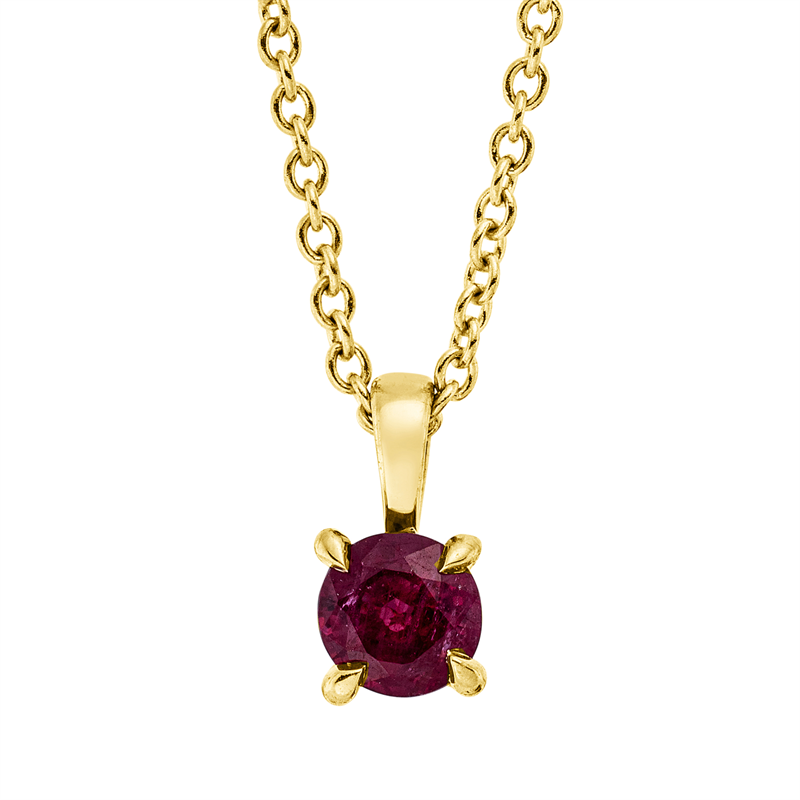 Image 90008925 - Collier 18 kt GG, mit ZÖ 42 cm, 1 Rubin 0,33 ct rot, H:8,4 mm, B:4,2 mm, L:45,0 cm, ...