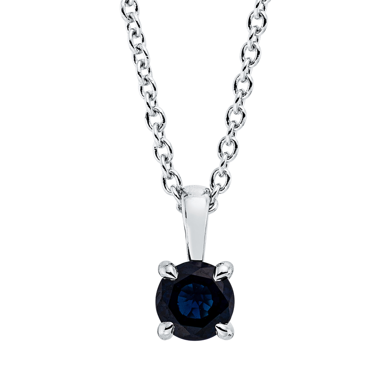 Image 90008926 - Collier 18 kt WG, mit ZÖ 42 cm, 1 Saphir 0,38 ct blau, H:7,9 mm, B:3,9 mm, L:45,0 cm, ...