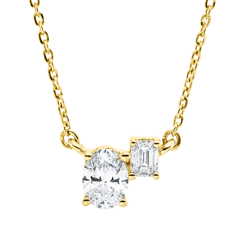 Image 90008928 - Collier 18 kt GG, mit ZÖ 40 cm 43 cm, 1 Oval 0,31 ct, TW-si, 1 Sm.schliff 0,10 ct, ...