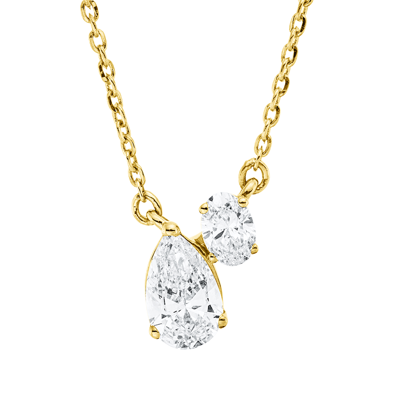 Image 90008929 - Collier 18 kt GG, mit ZÖ 40 cm 43 cm, 1 Oval 0,08 ct, TW-si, 1 Tropfen 0,31 ct, TW-si, ...