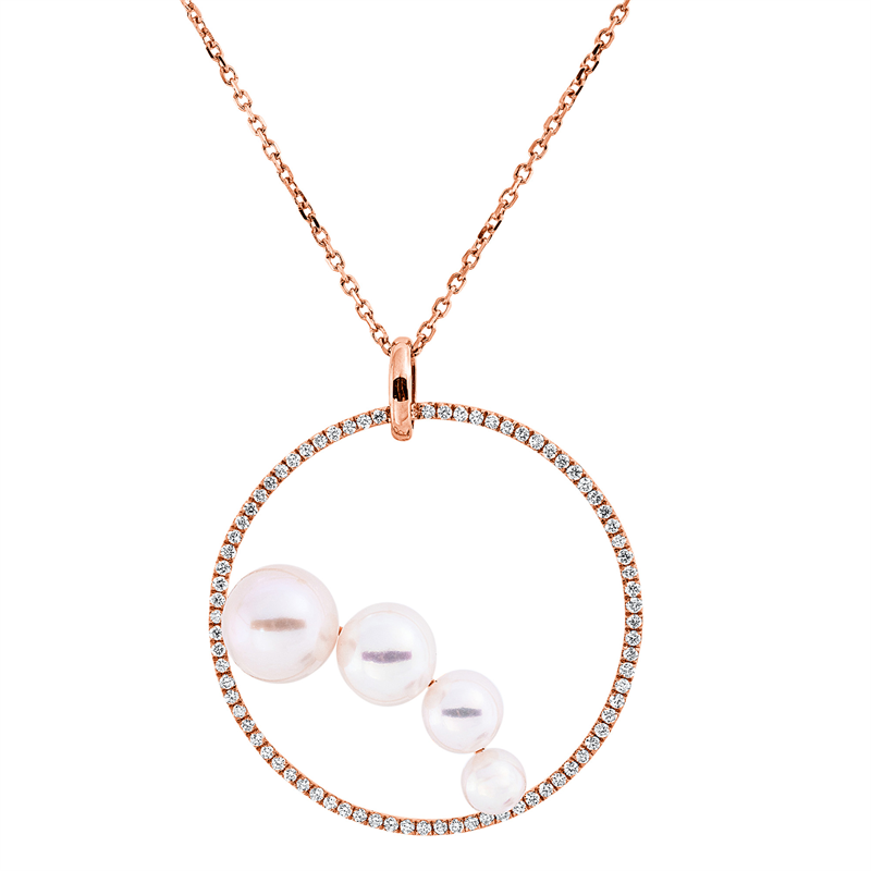 Image 90008942 - Collier 18 kt RG, mit ZÖ 40 cm, 78 Brillanten 0,29 ct, TW-si, 1 SW weiß 5 mm, 1 SW ...