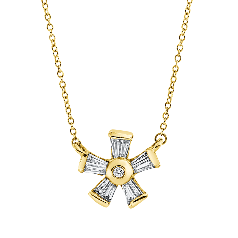 Image 90008943 - Collier 18 kt GG, mit ZÖ 40 cm, 10 Trapeze 0,22 ct, TW-vsi, 1 Brill. 0,01 ct, TW-si, ...