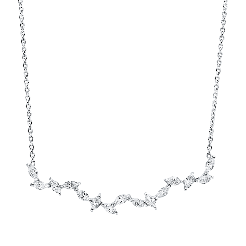 Image 90008949 - Collier 18 kt WG, 15 Navette 0,69 ct, TW-si, L:43,2 cm =*=*= Unterkategorie: Modern ...