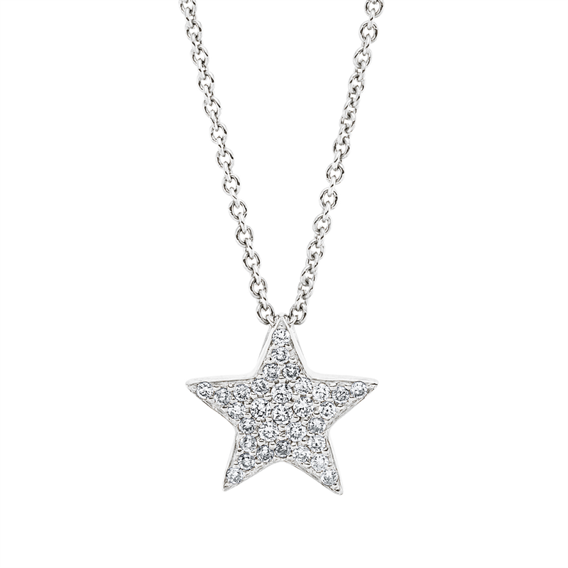 Image 90008957 - Collier 18 kt WG Stern, mit ZÖ 40 cm 42 cm, 31 Brillanten 0,12 ct, TW-si, L:45,7 ...