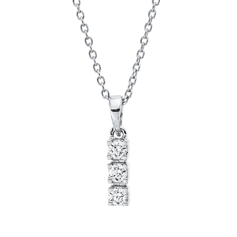 Image 90009092 - Collier 18 kt WG, mit ZÖ 42 cm, 3 Brillanten 0,11 ct, TW-si, L:45,0 ...