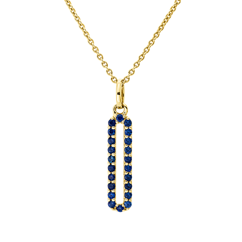 Image 90009094 - Collier 18 kt GG Oval, mit ZÖ 42 cm, 22 Saphire 0,17 ct blau, H:18,1 mm, B:3,6 mm, ...