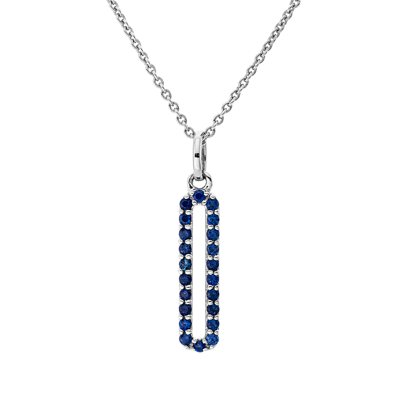 Image 90009095 - Collier 18 kt WG Oval, mit ZÖ 42 cm, 22 Saphire 0,16 ct blau, H:18,1 mm, B:3,6 mm, ...
