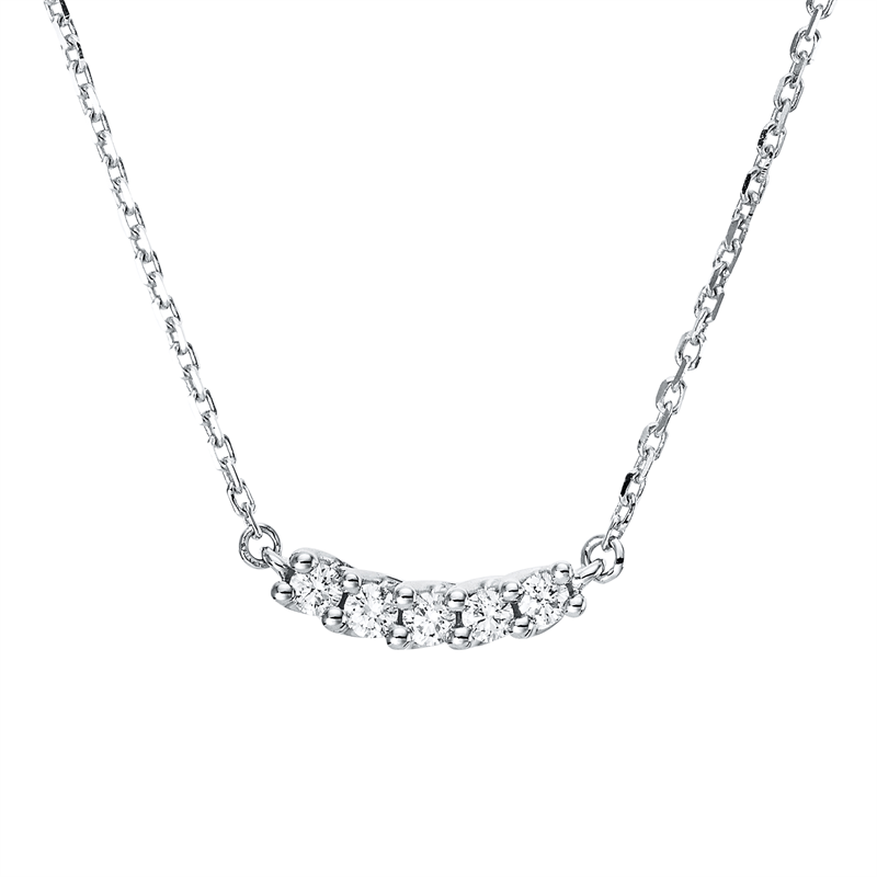 Image 90009099 - Collier 18 kt WG, mit ZÖ 42 cm, 5 Brillanten 0,10 ct, TW-si, L:45,0 ...
