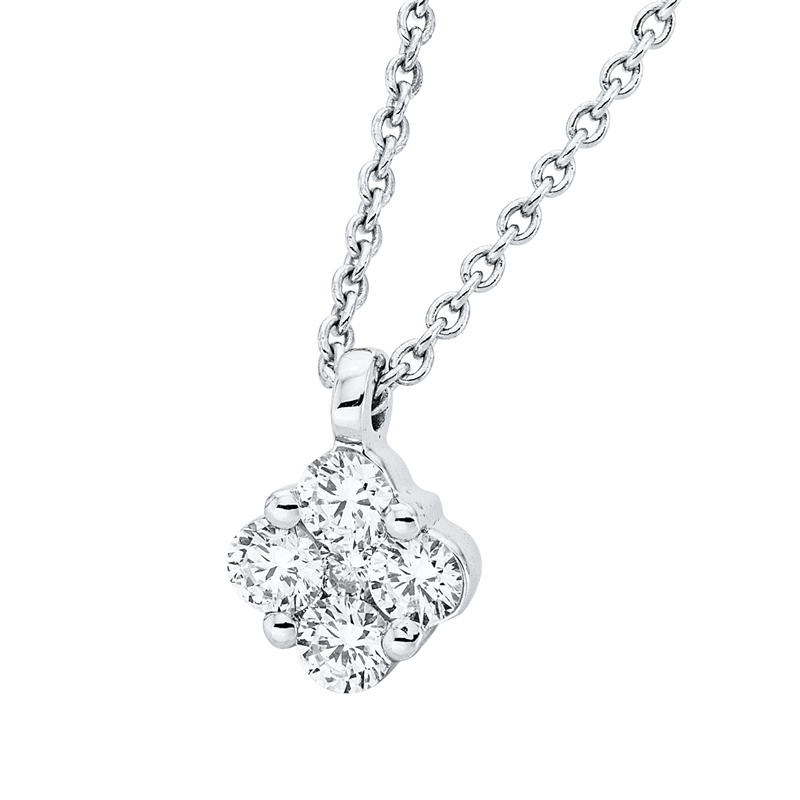 Image 90009107 - Collier 18 kt WG, mit ZÖ 42 cm, 4 Brillanten 0,16 ct, TW-si, 1 Brill. 0,02 ct, TW-si, ...