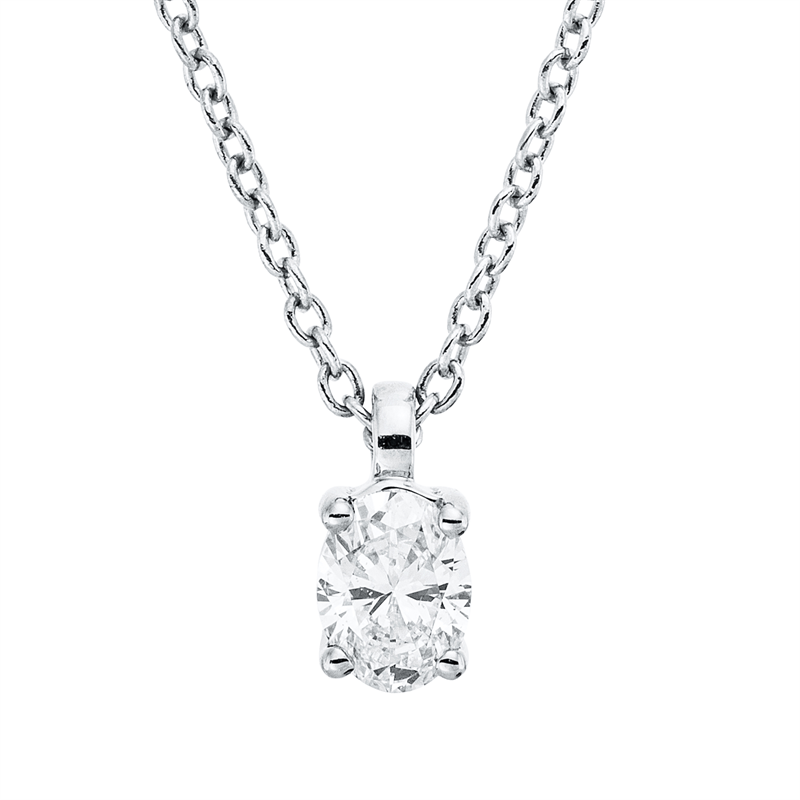 Image 90009108 - Collier 18 kt WG, mit ZÖ 42 cm, 1 Oval 0,19 ct, TW-si, L:45,0 cm =*=*= Unterkategorie: ...