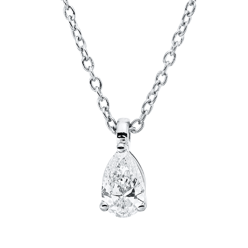 Image 90009109 - Collier 18 kt WG, mit ZÖ 42 cm, 1 Tropfen 0,19 ct, TW-si, L:45,0 ...