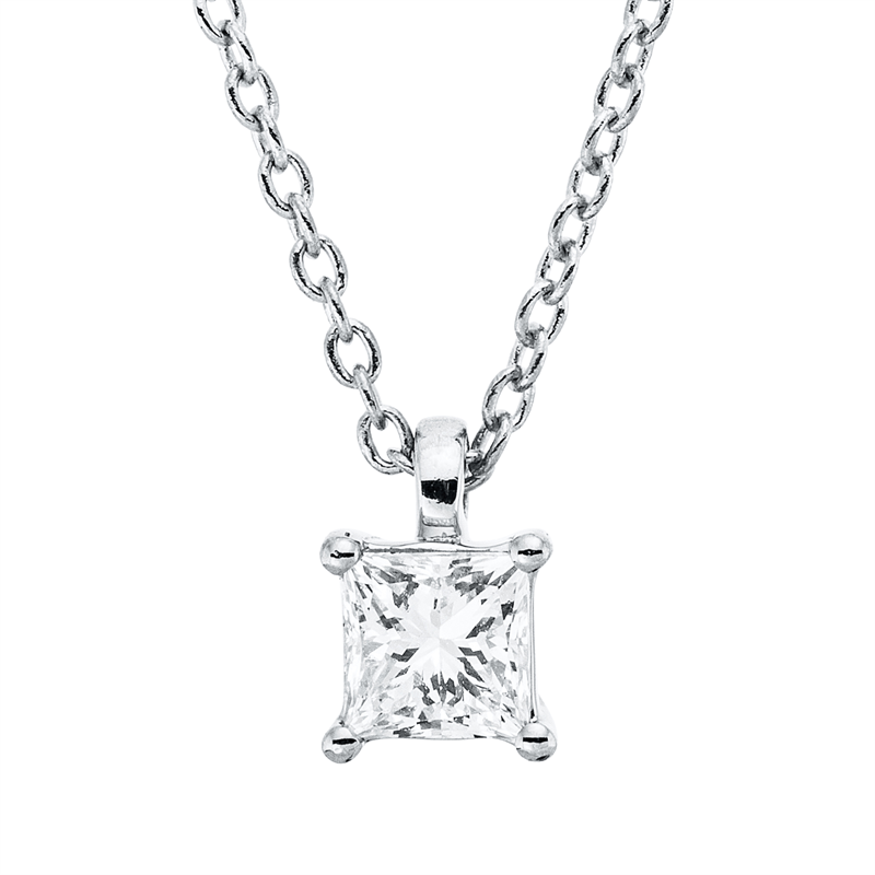 Image 90009110 - Collier 18 kt WG, mit ZÖ 42 cm, 1 Princ. 0,19 ct, TW-si, L:45,0 ...