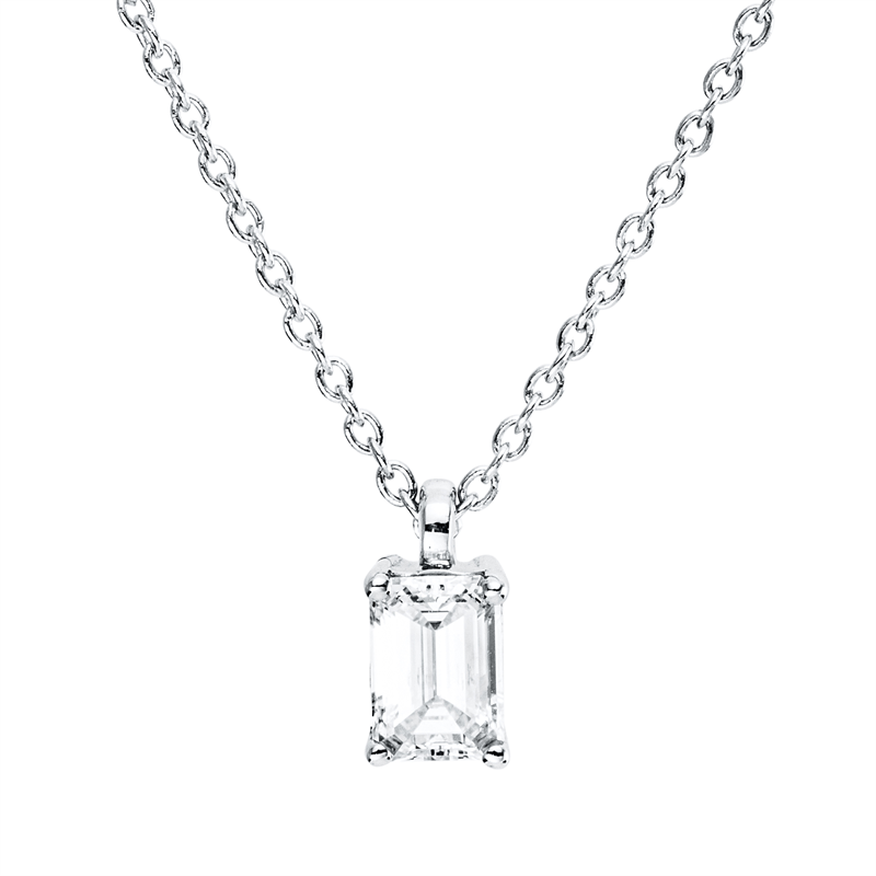 Image 90009111 - Collier 18 kt WG, GIA2527784791, ZÖ 42 cm, 1 Sm.schliff 0,30 ct, F-vs1, H:6,7 mm, B:3,6 ...