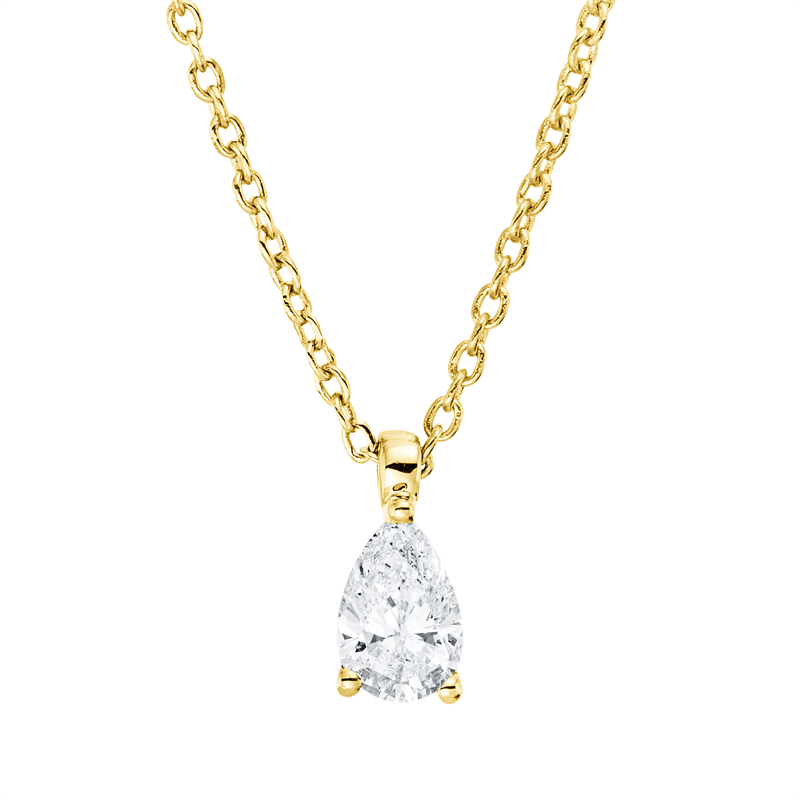 Image 90009122 - Collier 3er-Krappe 18 kt GG, mit ZÖ 42 cm, 1 Tropfen 0,20 ct, TW-si, L:45,0 ...