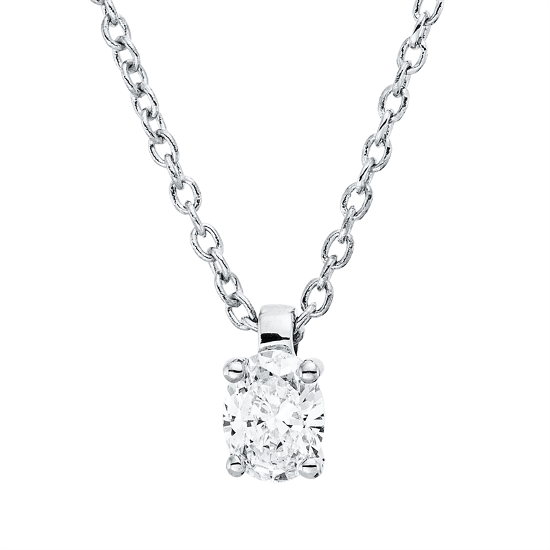 Image 90009126 - Collier 4er-Krappe 18 kt WG, mit ZÖ 42 cm, 1 Oval 0,17 ct, TW-si, L:45,0 ...