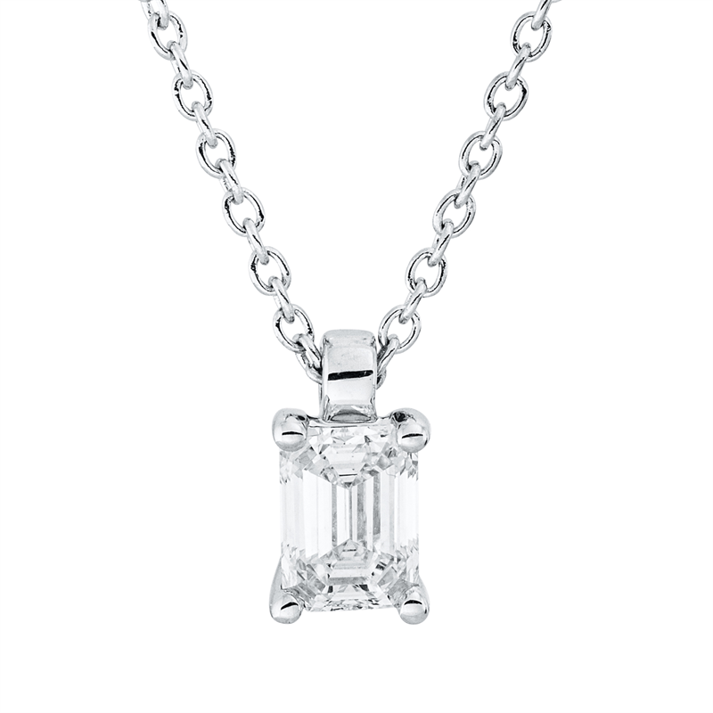Image 90009137 - Collier 4er-Krappe 18 kt WG, GIA2526366948, mit ZÖ 42 cm, 1 Sm.schliff 0,31 ct, TW-vs2, ...