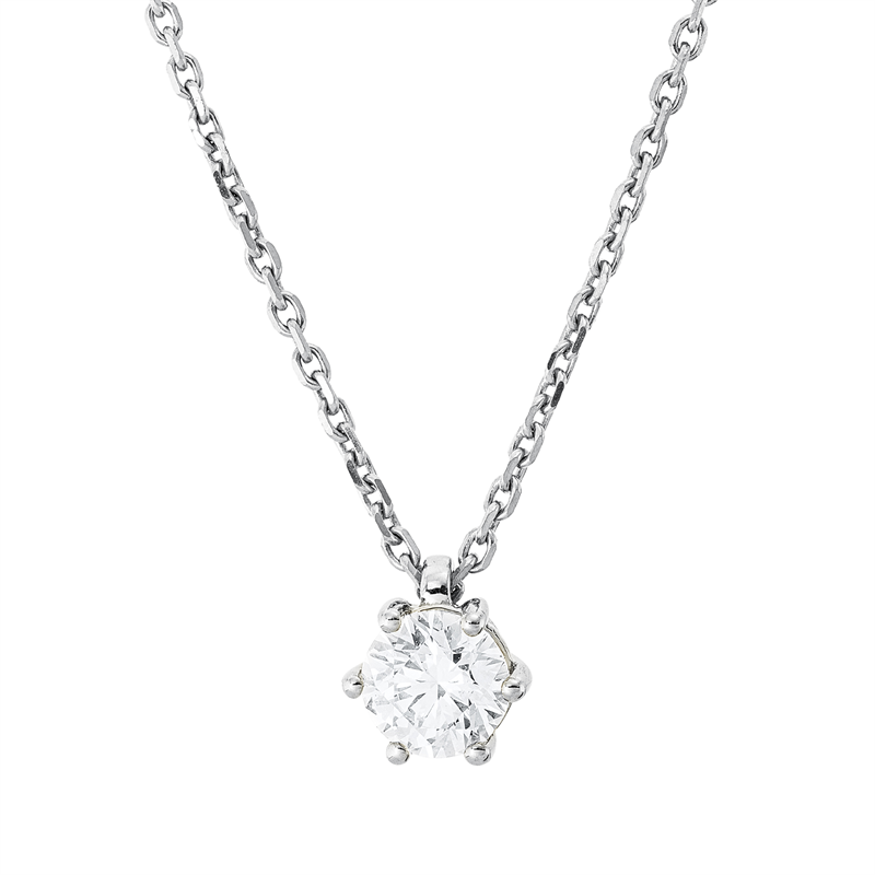Image 90009145 - Collier 6er-Krappe 18 kt WG, GIA7518472345, ZÖ 42 cm, 1 Brill. 0,71 ct, TW-si, L:45,0 ...