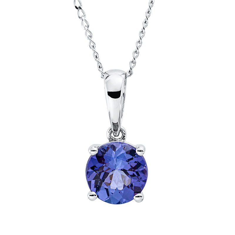 Image 90009147 - Collier 14 kt WG, mit ZÖ 40 cm 43 cm, 1 Tansanit 1,47 ct blau, L:45,7 ...