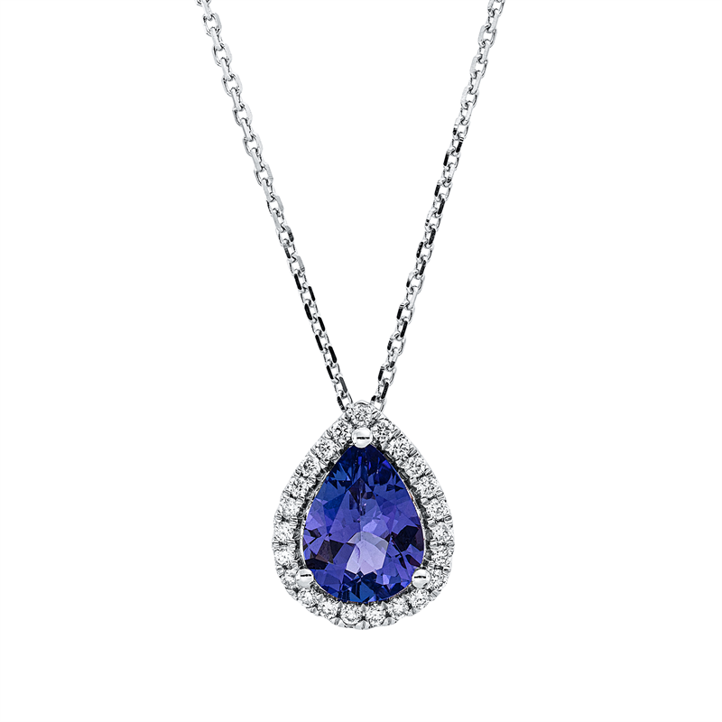 Image 90009148 - Collier 18 kt WG, mit ZÖ 40 cm 43 cm, 23 Brillanten 0,15 ct, TW-si, 1 Tansanit 1,36 ct ...