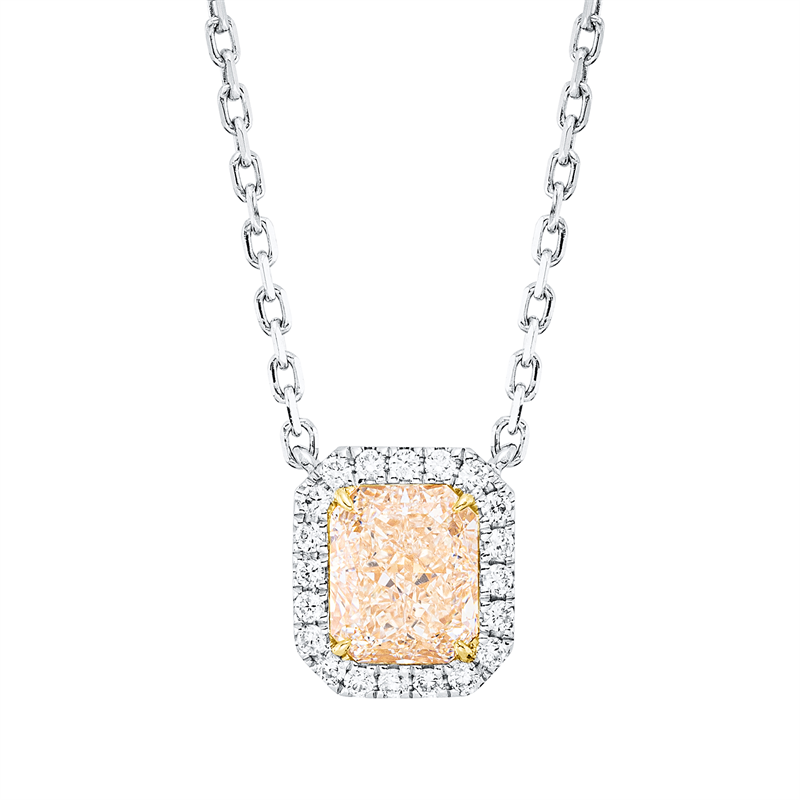 Image 90009149 - Collier 18 kt WG GG, mit ZÖ 40,6 cm, 20 Brillanten 0,14 ct, TW-si, 1 Radiant 1,50 ct, ...