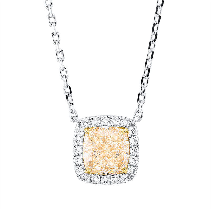 Image 90009150 - Collier 18 kt WG GG, mit ZÖ 40,6 cm, 20 Brillanten 0,19 ct, TW-si, 1 Cushion 2,02 ct, ...