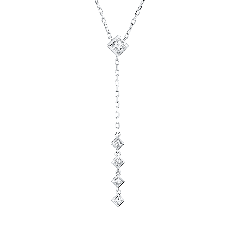 Image 90009151 - Collier 18 kt WG, ZÖ 40,6 43 cm, 1 Princ. 0,07 ct, TW-si, 8 Princ. 0,40 ct, TW-si, ...
