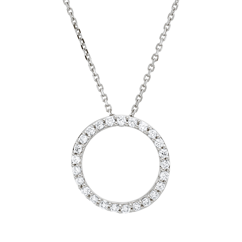 Image 90009154 - Collier 18 kt WG Kreis, mit ZÖ 42 cm, 25 Brillanten 0,15 ct, TW-si, L:45,0 cm, S:2,9 mm, ...