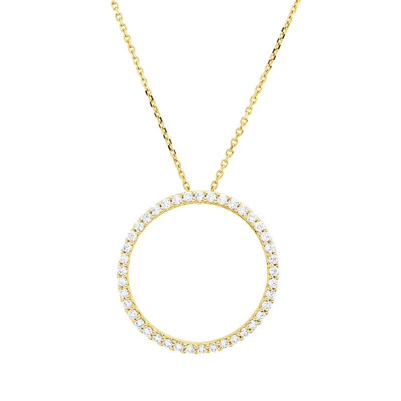 Image 90009155 - Collier 18 kt GG Kreis, mit ZÖ 42 cm, 41 Brillanten 0,27 ct, TW-si, L:45,0 cm, S:3,0 mm, ...