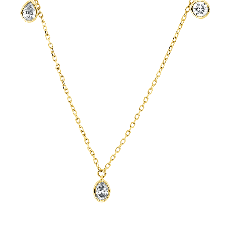Image 90009157 - Collier 18 kt GG, mit ZÖ 43 cm 40,6 cm, 2 Tropfen 0,19 ct, TW-si, 1 Oval 0,10 ct, ...