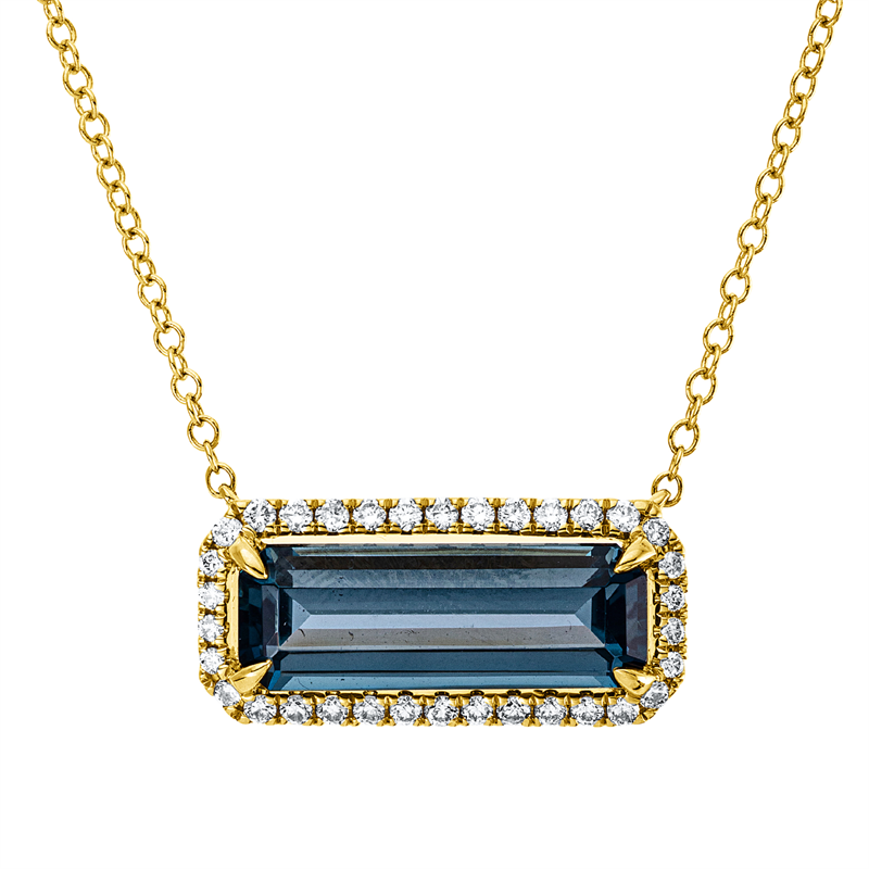 Image 90010384 - Collier 18 kt GG, mit ZÖ 40,6 cm, 34 Brillanten 0,20 ct, TW-si, 1 Topas 2,60 ct Lond. ...