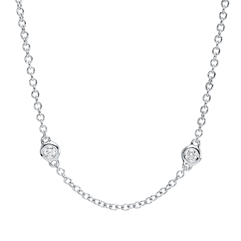 Image 90010387 - Collier Zarge 18 kt WG, mit ZÖ 40 cm 43 cm, 10 Brillanten 0,50 ct, TW-si, B:3,9 mm, ...
