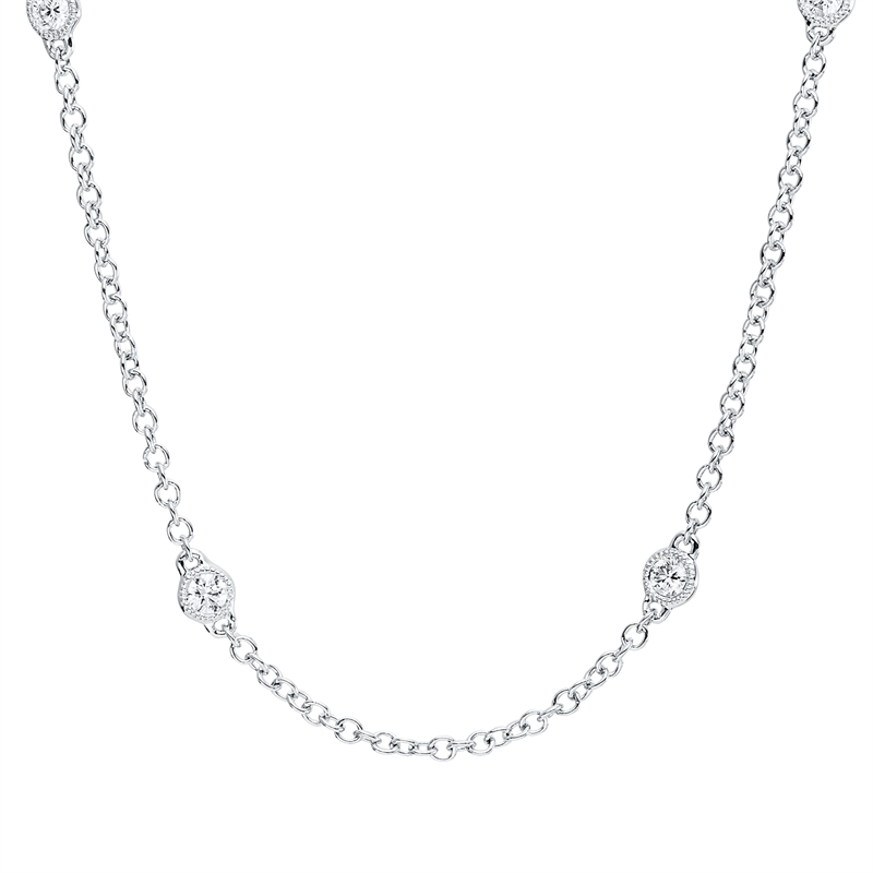 Image 90010388 - Collier Zarge 18 kt WG, mit ZÖ 40 cm 43 cm, 10 Brillanten 0,51 ct, TW-si, B:3,4 mm, ...