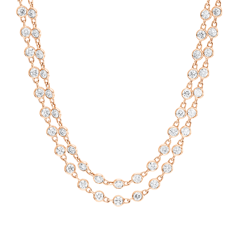Image 90010390 - Collier 18 kt RG, 247 Brillanten 9,94 ct, TW-si, B:3,0 mm, L:121,9 cm, S:1,2 ...