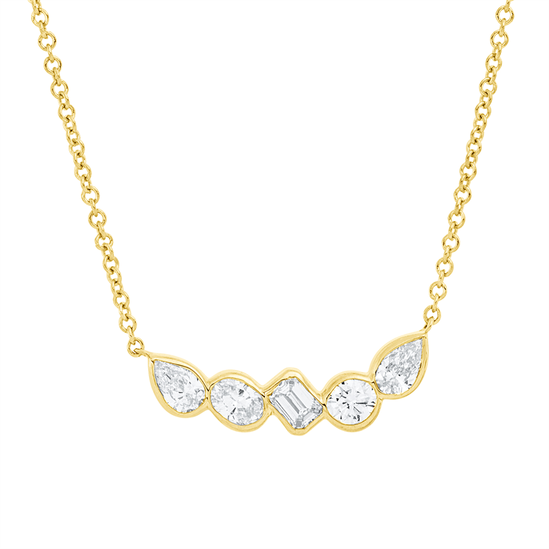 Image 90010395 - Collier 18 kt GG, 1 Sm.schliff 0,08 ct, TW-si, 2 Tropfen 0,16 ct, TW-si, 1 Oval 0,08 ct, ...