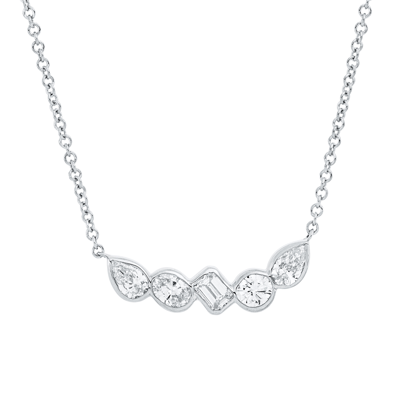 Image 90010396 - Collier 18 kt WG, 1 Sm.schliff 0,08 ct, TW-si, 2 Tropfen 0,16 ct, TW-si, 1 Oval 0,08 ct, ...