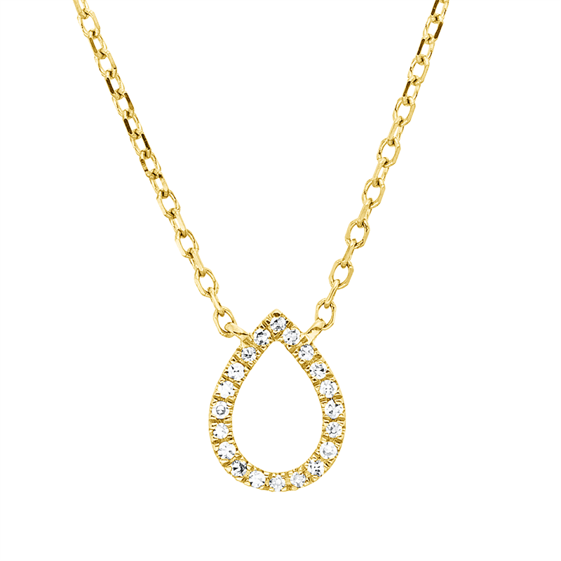 Image 90010400 - Collier 18 kt GG Tropfen, mit ZÖ 40 cm 42 cm, 20 Diamanten 0,04 ct, TW-si, H:7,5 mm, ...