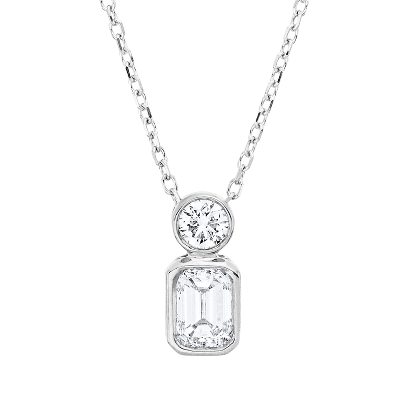 Image 90010403 - Collier Zarge 18 kt WG, mit ZÖ 40 cm 42 cm, 1 Sm.schliff 0,38 ct, TW-si, 1 Brill. 0,10 ...