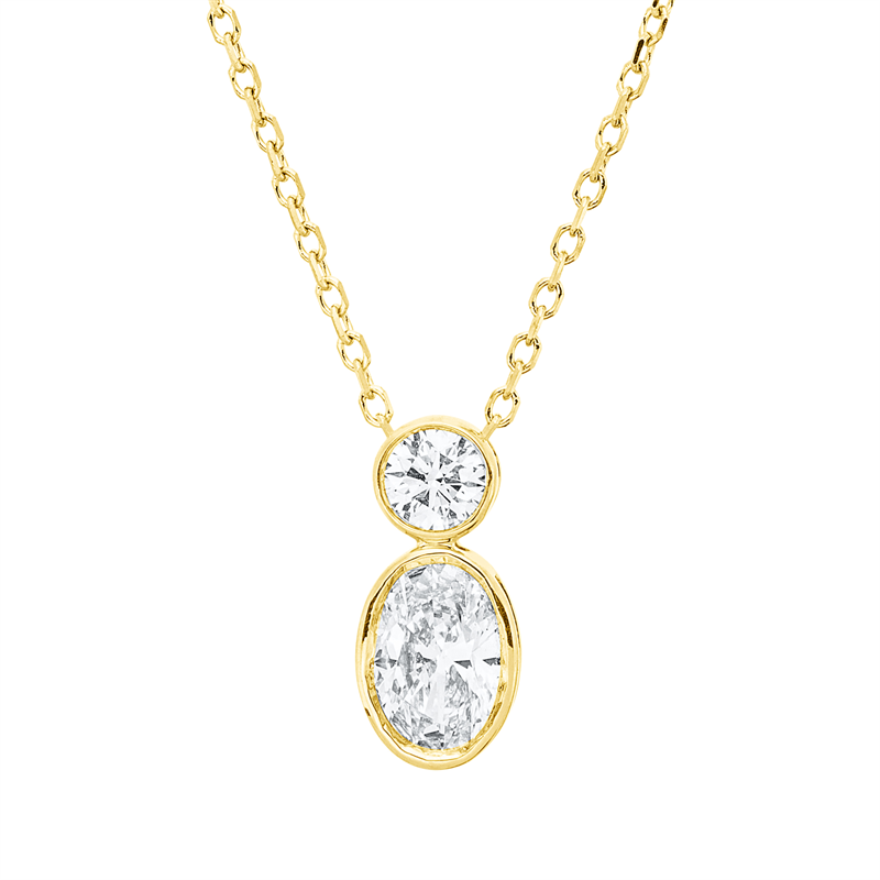 Image 90010404 - Collier Zarge 18 kt GG, mit ZÖ 40 cm 42 cm, 2 Brillanten 0,10 ct, TW-si, L:45,0 ...